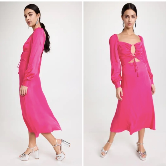 NWT FARM Rio Pink Cutout Maxi Dress - Picture 2 of 7